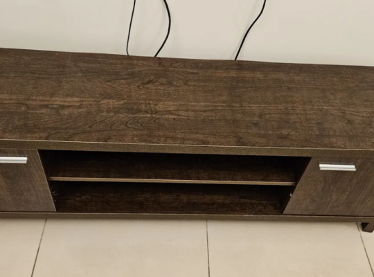 TV table with 2 cabinets brown wood for sale