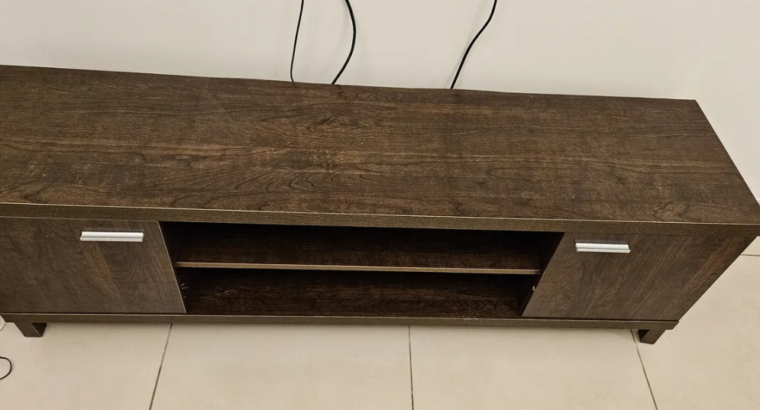 TV table with 2 cabinets brown wood for sale
