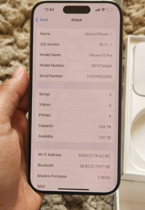 iPhone 15 PRO platinum 1TB For Sale
