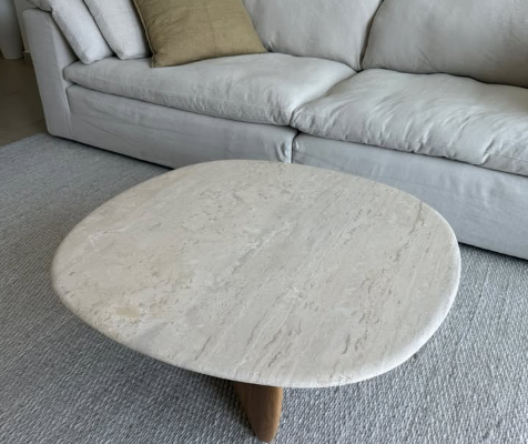 Eden Coffee Table Light Oak & Travertine For Sale