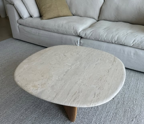 Eden Coffee Table Light Oak & Travertine For Sale