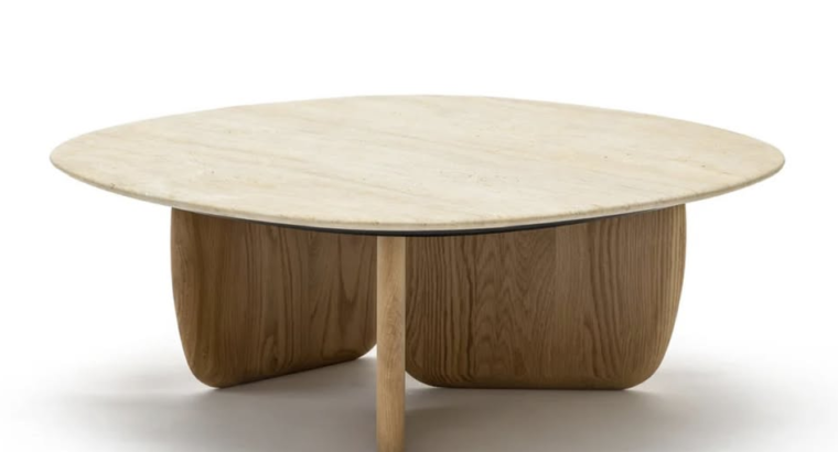 Eden Coffee Table Light Oak & Travertine For Sale