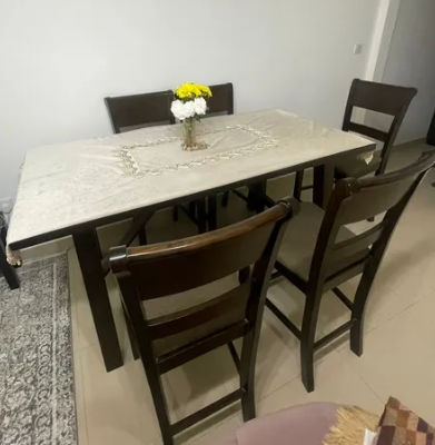 Used Dining Table Set with 6 Chairs For sale