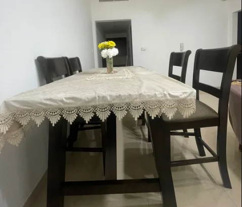 Used Dining Table Set with 6 Chairs For sale
