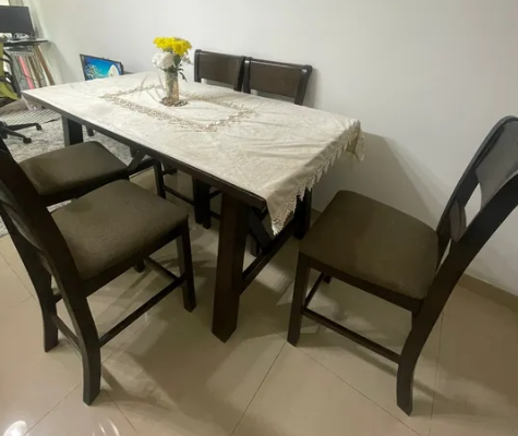 Used Dining Table Set with 6 Chairs For sale