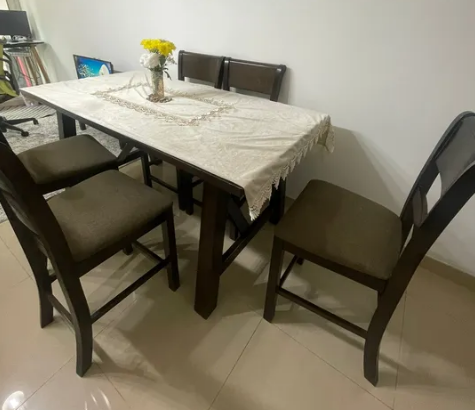 Used Dining Table Set with 6 Chairs For sale