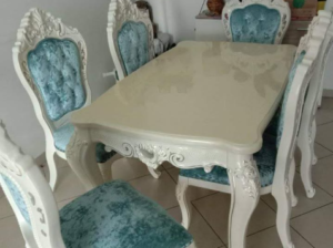 Marbal Top wooden 6 Chairs Dinning table for sale