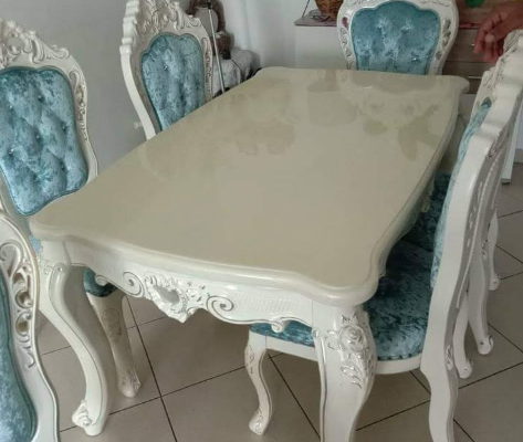 Marbal Top wooden 6 Chairs Dinning table for sale