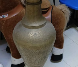 Antique printed designer brass pot for sale