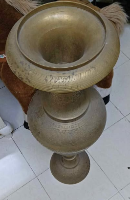 Antique printed designer brass pot for sale