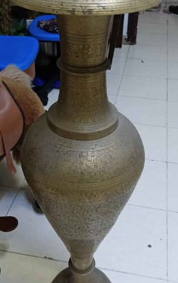 Antique printed designer brass pot for sale