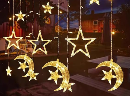 Decorative Starry String Curtain Lights Moons and