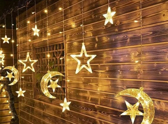 Decorative Starry String Curtain Lights Moons and