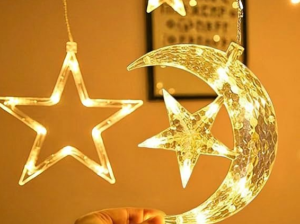 Decorative Starry String Curtain Lights Moons and