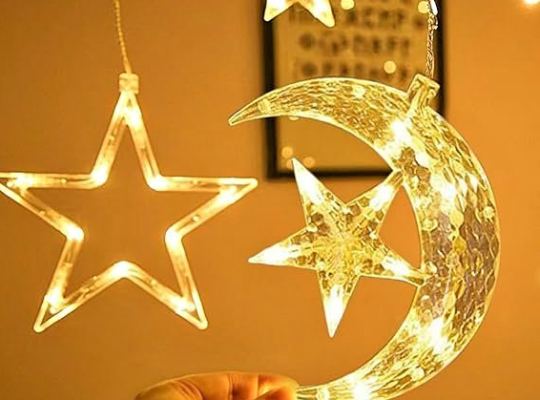 Decorative Starry String Curtain Lights Moons and