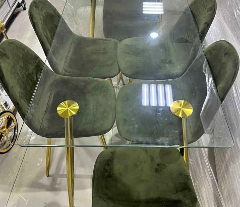 glass dining table with golden legs for sale