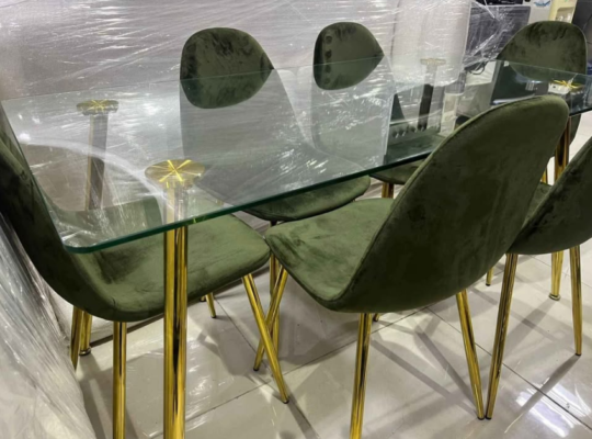 glass dining table with golden legs for sale