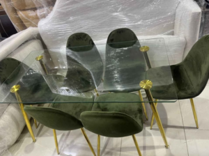 glass dining table with golden legs for sale