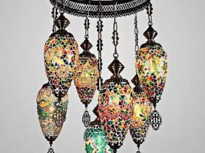 Turkish Moroccan Mosaic Chandelier For Sale