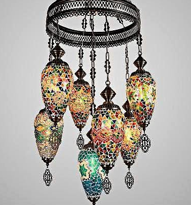 Turkish Moroccan Mosaic Chandelier For Sale