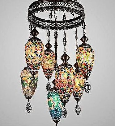 Turkish Moroccan Mosaic Chandelier For Sale