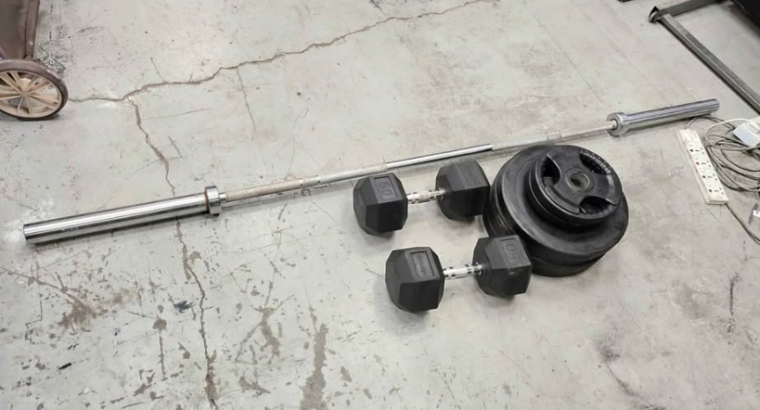 Dumbles and weight plates for sale