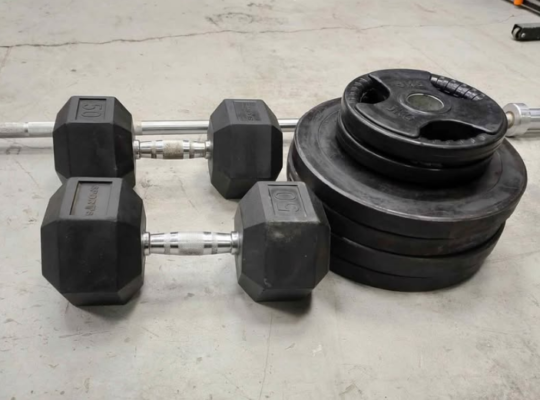 Dumbles and weight plates for sale