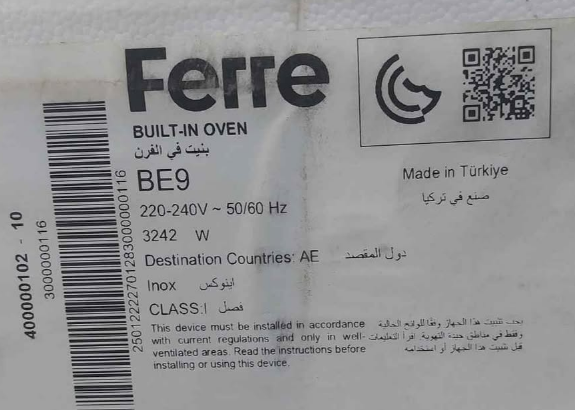 Ferre Built in Oven For Sale