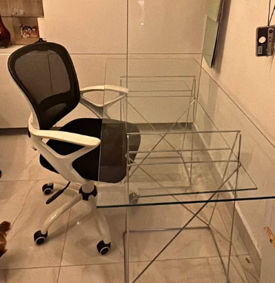 Minimalist steel & Glass desk for sale