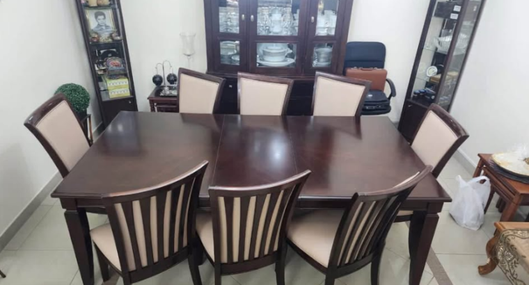 Luxury dining table with 2 pc buffet cabinets for