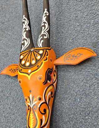 handpainted wall hanging wooden cow mask for sale