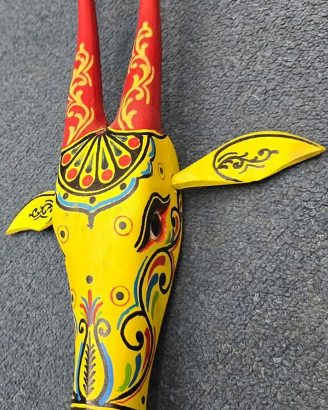 handpainted wall hanging wooden cow mask for sale