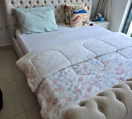 king size bed with a nearly new frame for sale