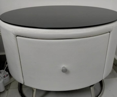 Marina Home white leather night stands for sale