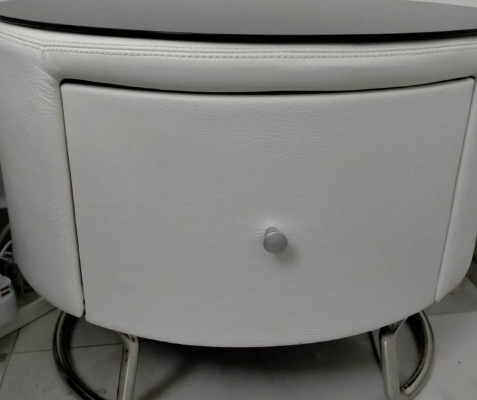 Marina Home white leather night stands for sale