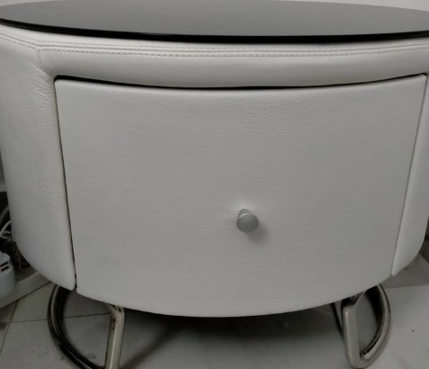 Marina Home white leather night stands for sale
