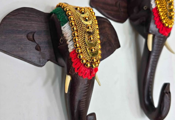 Very rare pure rosewood wall hanging elephant head