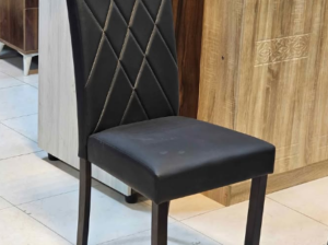 Black leather Dining Chair solid wood legs For Sal