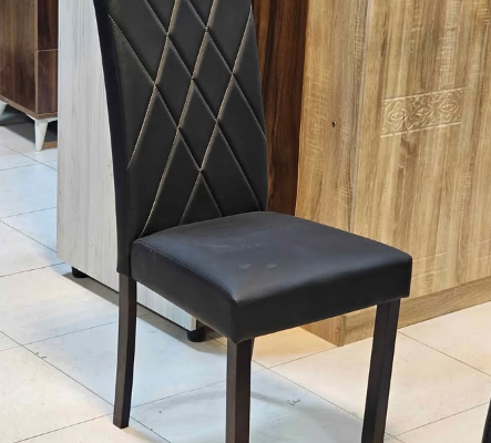 Black leather Dining Chair solid wood legs For Sal