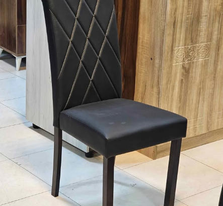 Black leather Dining Chair solid wood legs For Sal