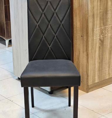 Black leather Dining Chair solid wood legs For Sal