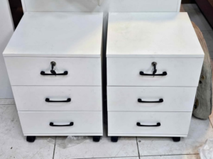 Storage cabinet 3 drawer pedestal wheel White For