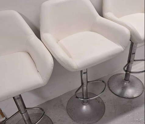 Set of 3 Stylish White Bar Stools For Sale
