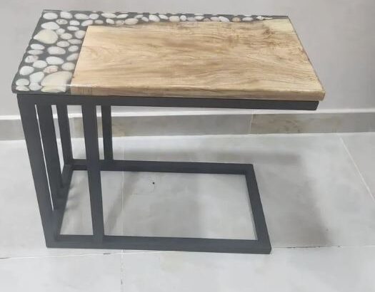 Epoxy side table with sea shells