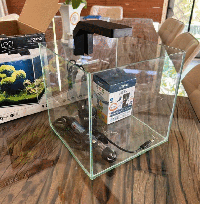 Ciano Cube Fish Tank with Glass Lid / LED For Sale
