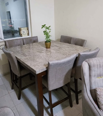 Dining Table 8 chairs Natural marble for sale
