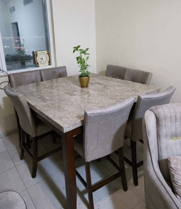Dining Table 8 chairs Natural marble for sale