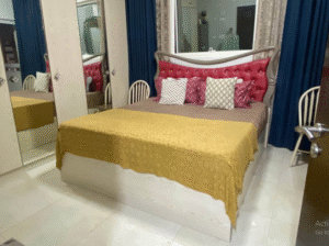 King Size Bed with Stylish Headboard for Sale
