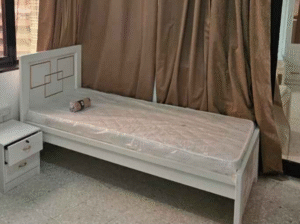 White single bed with mattres for sale
