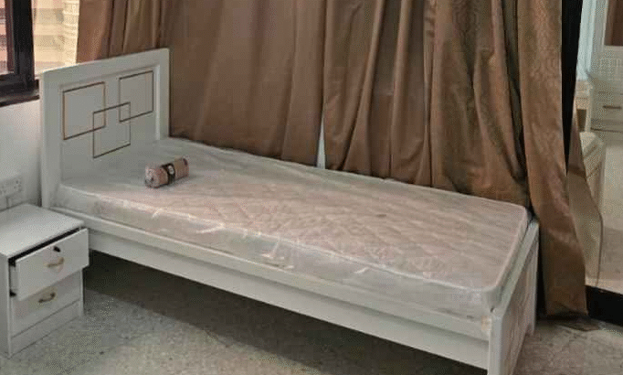 White single bed with mattres for sale
